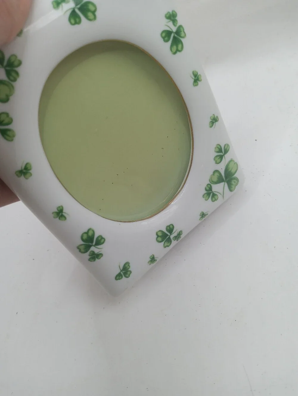 Lefton Porcelain Irish Picture Frame Shamrocks